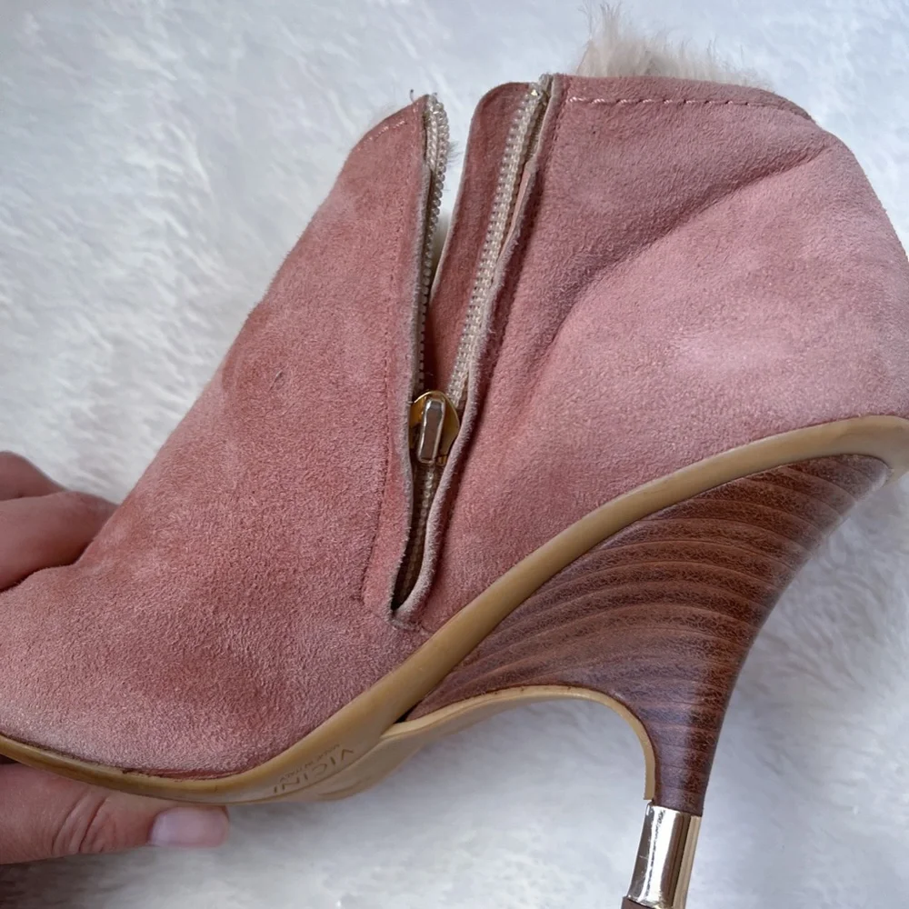 Giuseppe Zanotti | Pink Suede Fur Lined Ankle Booties High Heel Round Toe 39